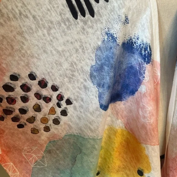 Multicolor Abstract Watercolor Women's Wrap Scarf - Picture 6 of 9